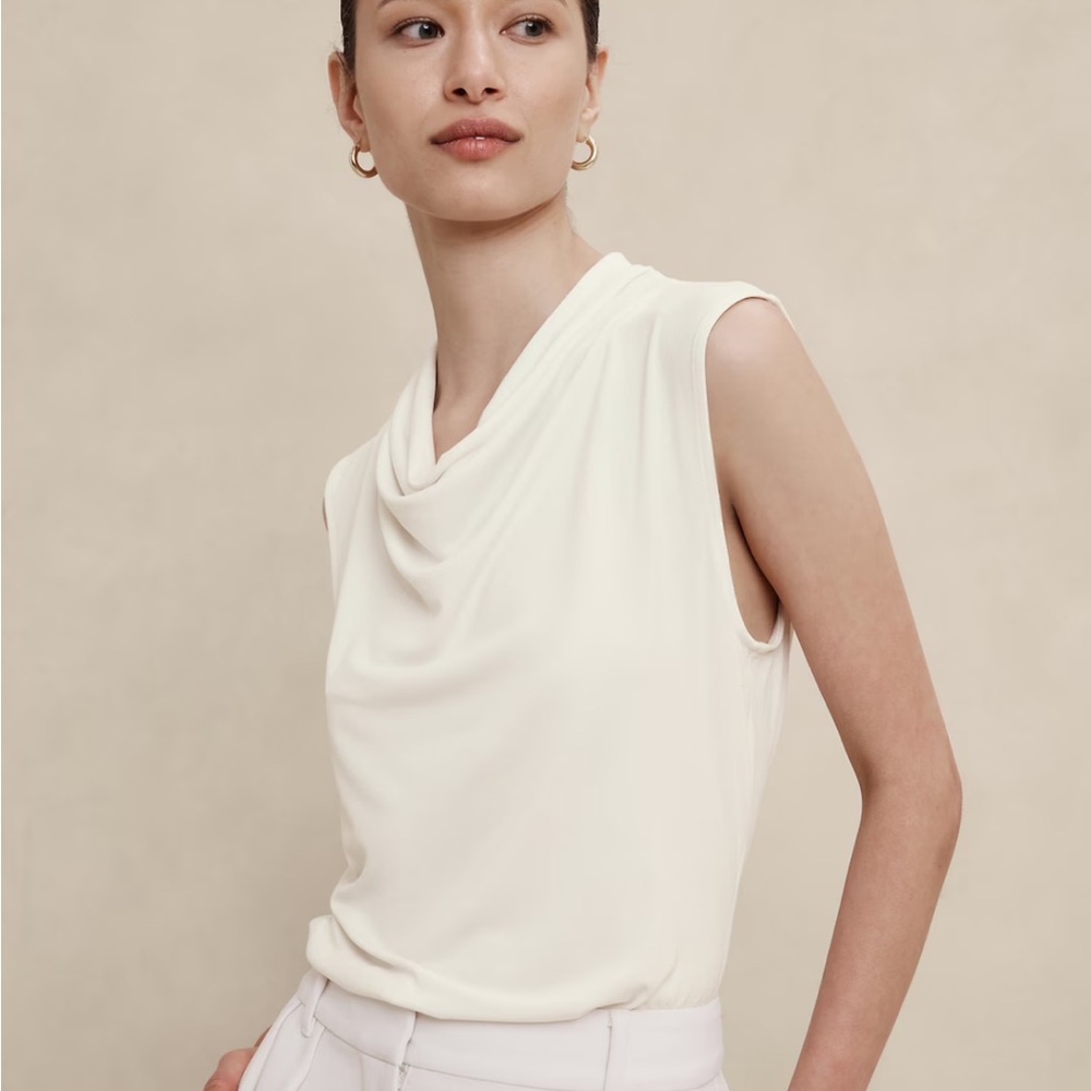 ANN TAYLOR Sleeveless Cream Cowl Neck Blouse Tank